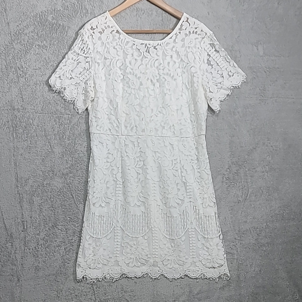 SHEIN White Embellished Ruffled Mini Dress